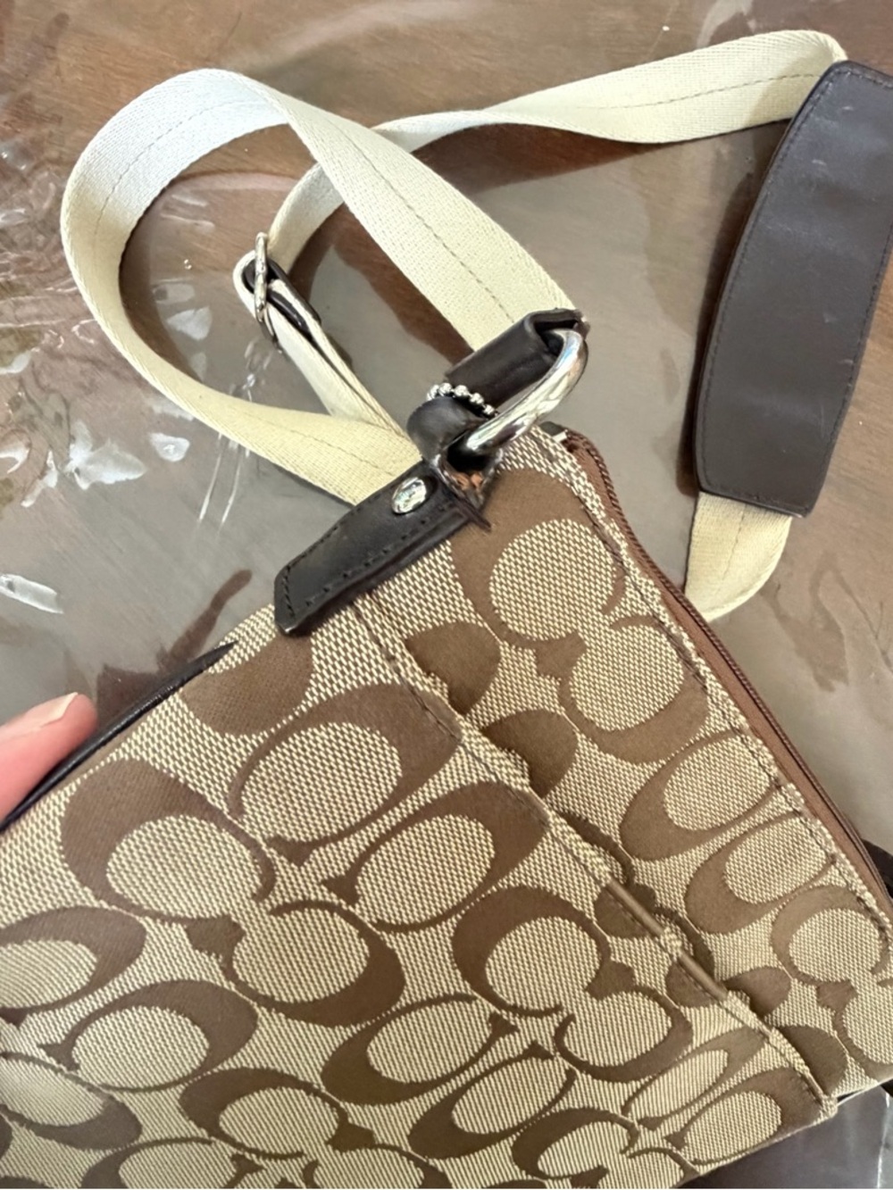 Like new COACH Legacy Brown Signature Jacquard Swingpack Crossbody Purse Bag - Picture 6 of 6